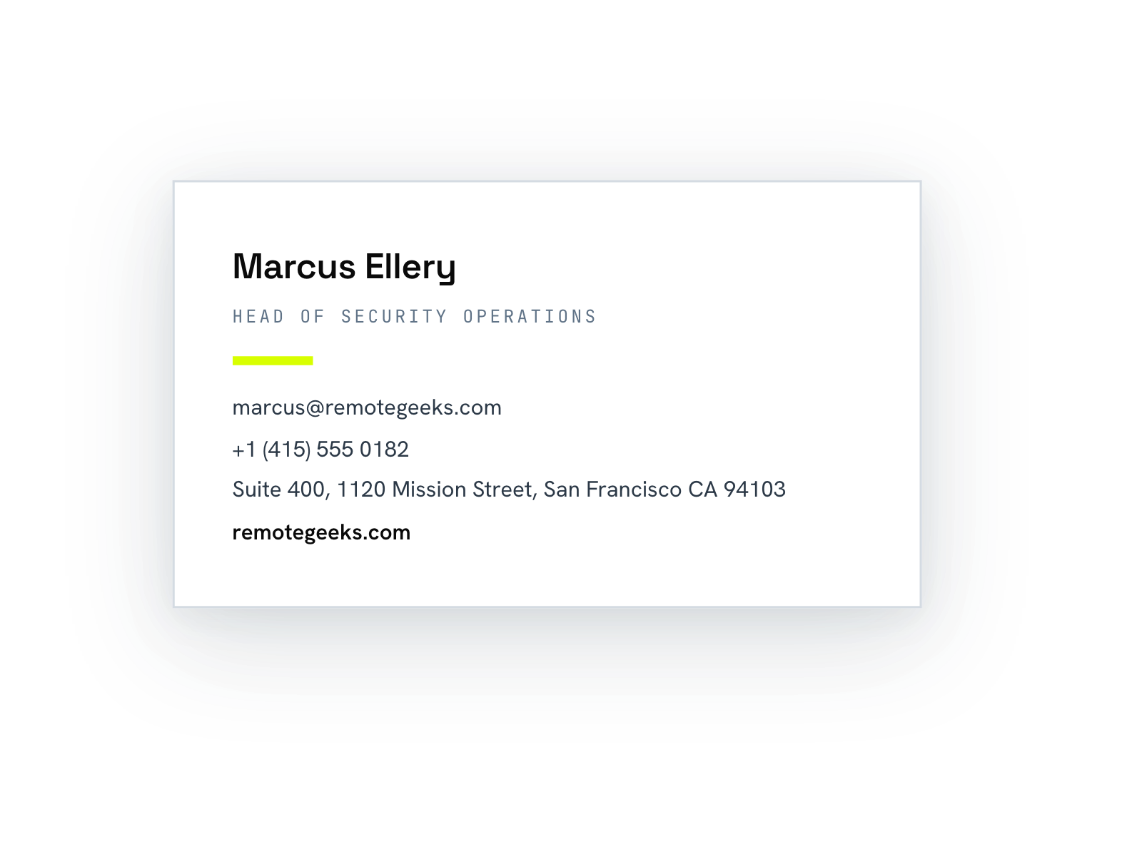 Business card · reverse