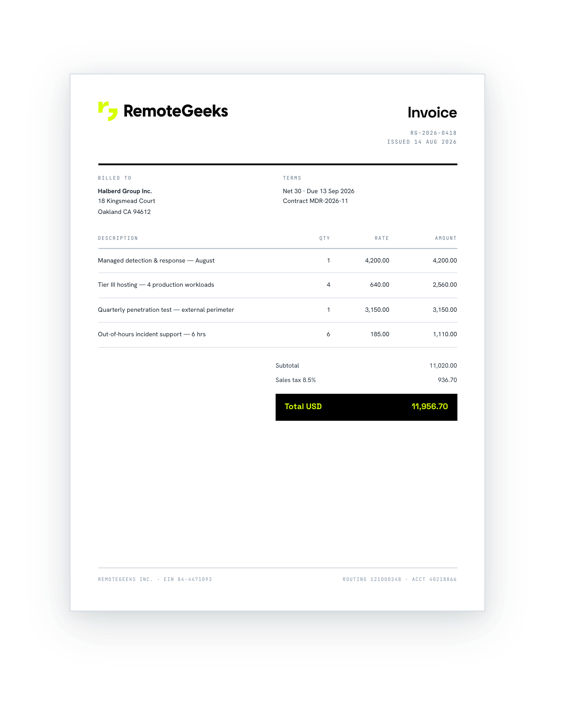 Invoice template
